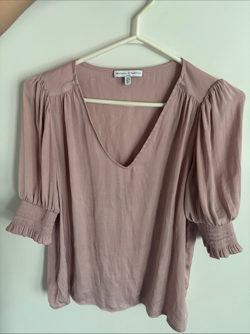 Maison Jules Rose Mauve V-Neck Puff Sleeve Top